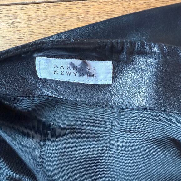 Vintage Barneys New York Black Leather Pencil Skirt SZ 44 Made in Italy Lined - Picture 3 of 8